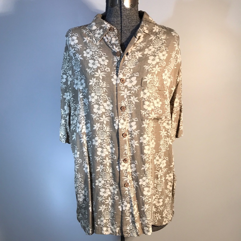 Caribbean Short Sleeve Button Down Tropical Print Shirt